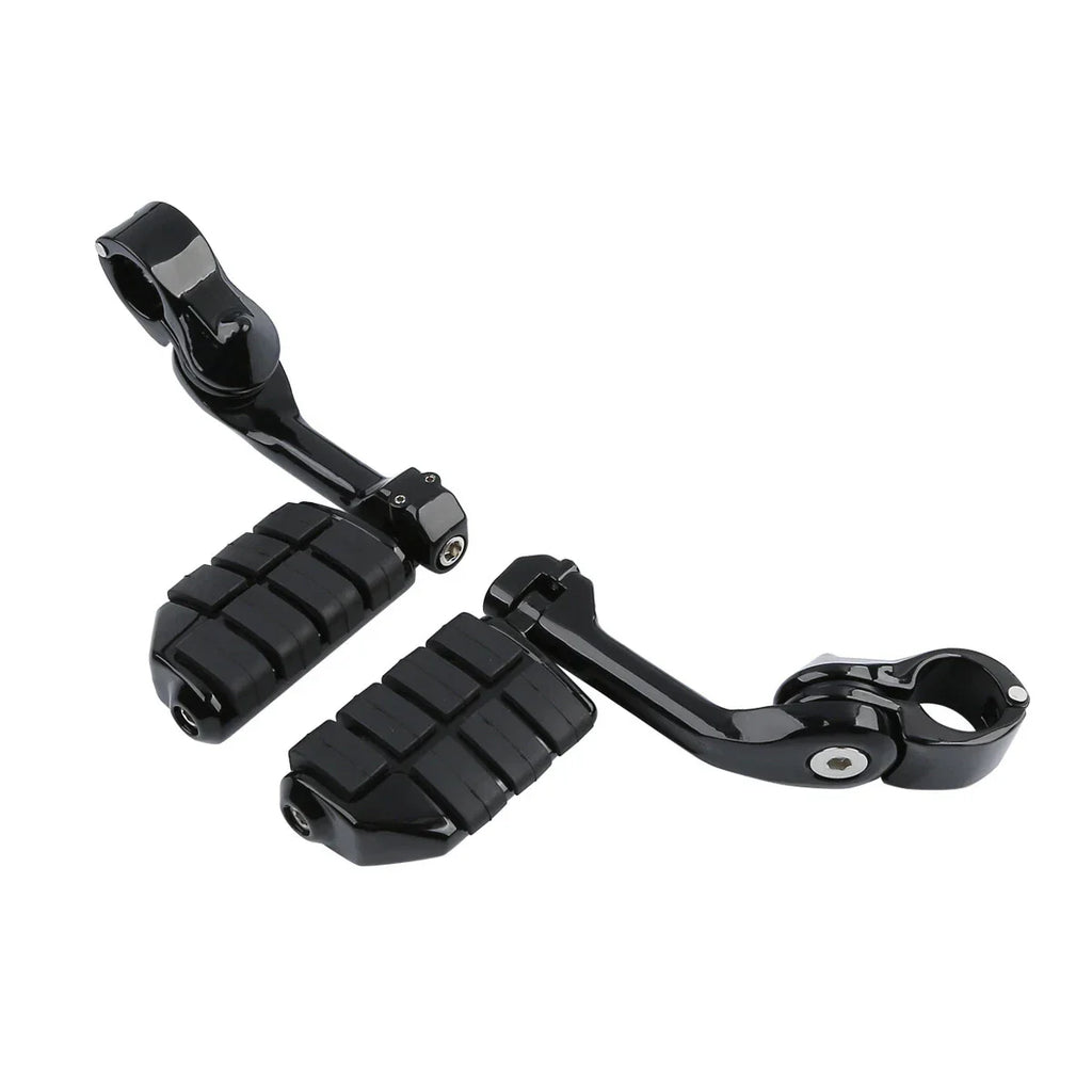 1-1/4" Engine Guards Long Angled Foot Pegs Rest Mount for Harley Touring