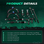 10PCS Front Control Arms Ball Joints Tie Rods Kit for Dodge Ram 1500 (2006–2008)