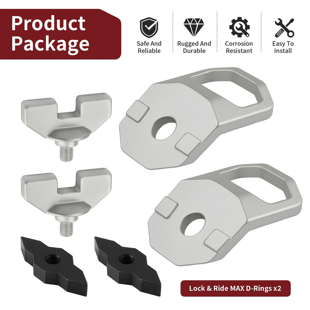 2Pcs Lock & Ride MAX D-Rings for Polaris Ranger XD 1500/Crew XD 1500 (2024–2025)