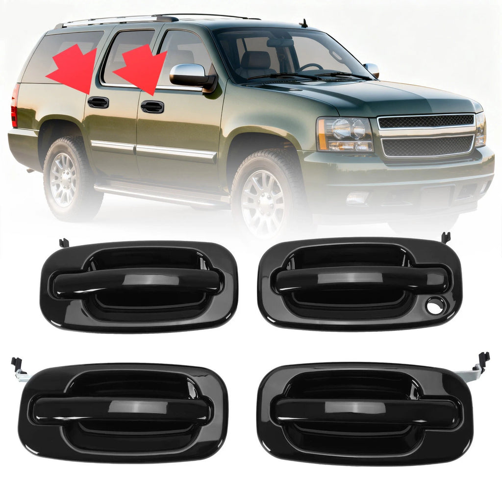 Door Handle Set Painted Black for Silverado Tahoe Sierra Yukon (1999–2006)