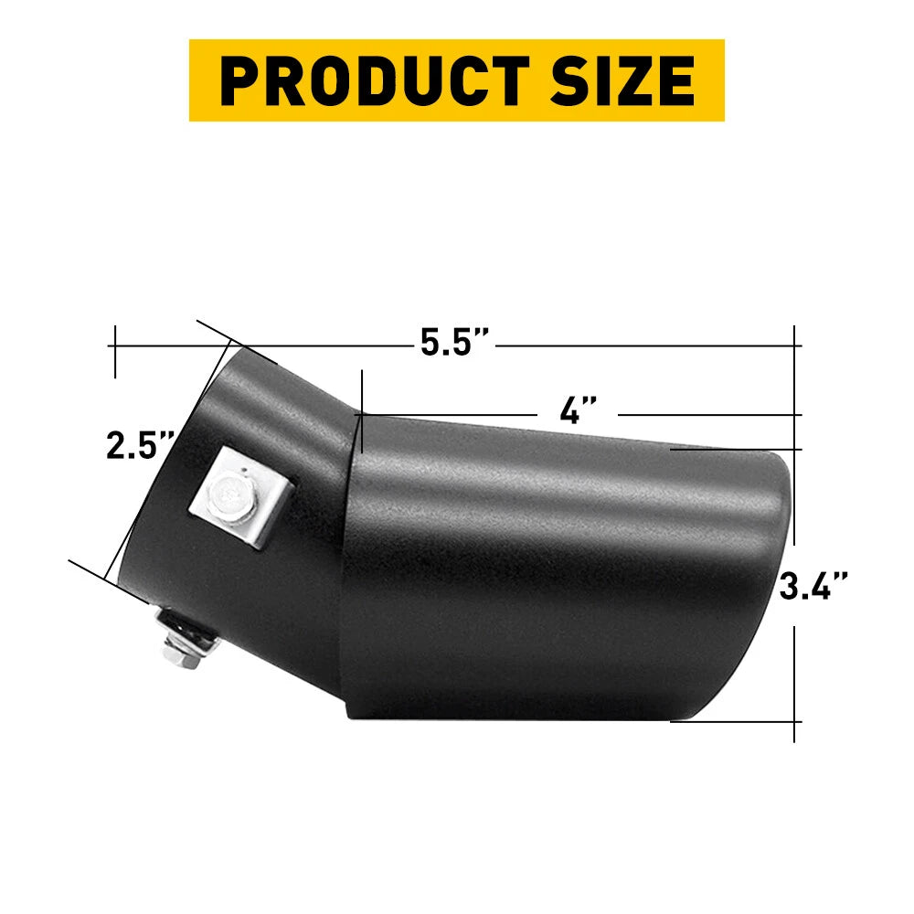 Muffler Tip for Car Rear Exhaust Pipe Matte Black Stainless Steel