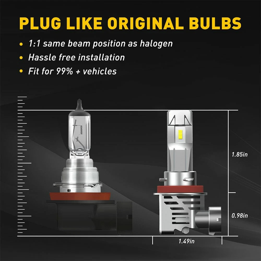 H11 LED Headlight Kit for Low Beam (6500K White, 24000LM)