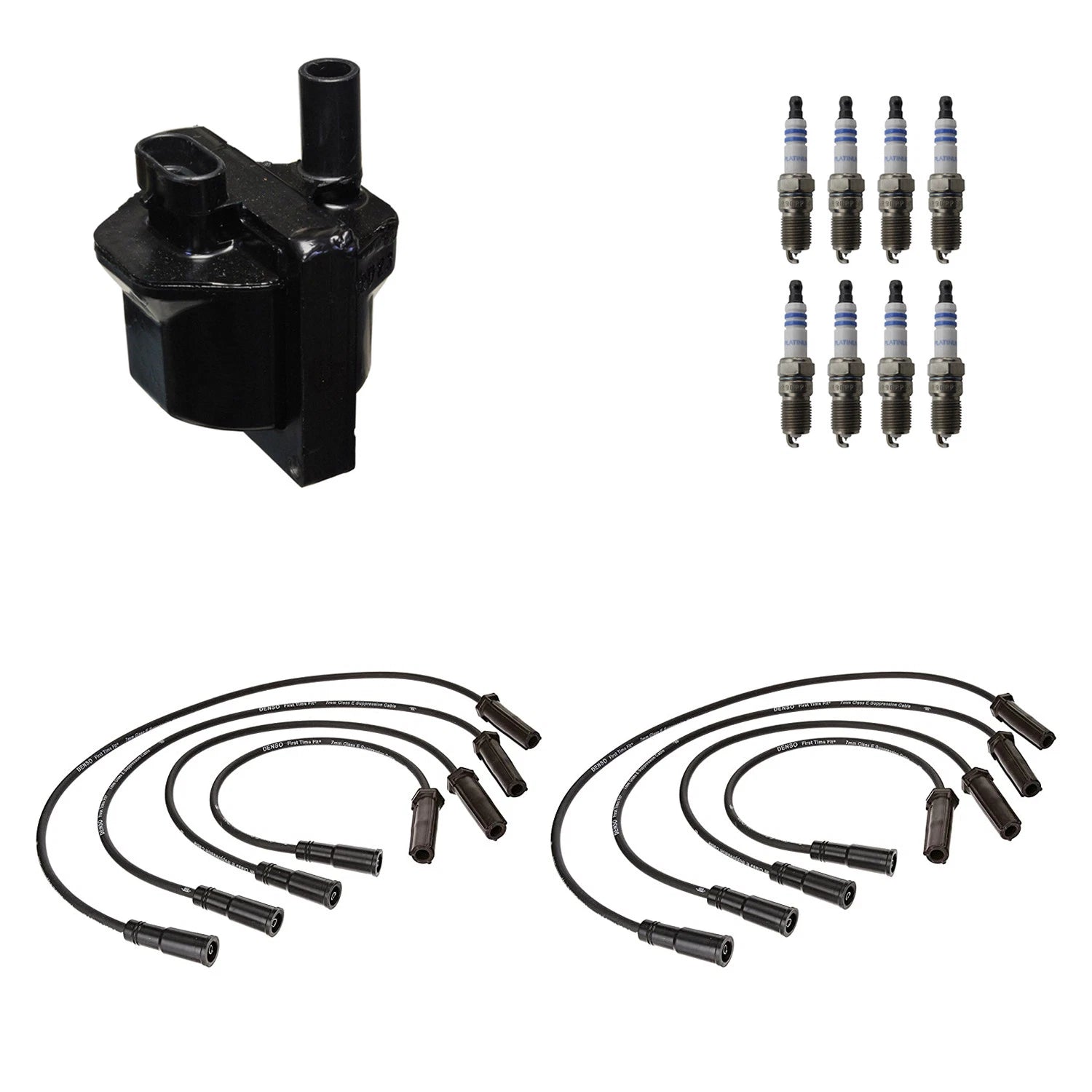 Set of 8 Denso Ignition Coil Wires & Bosch Platinum Spark Plugs for C2500 P30 (1990–1999)