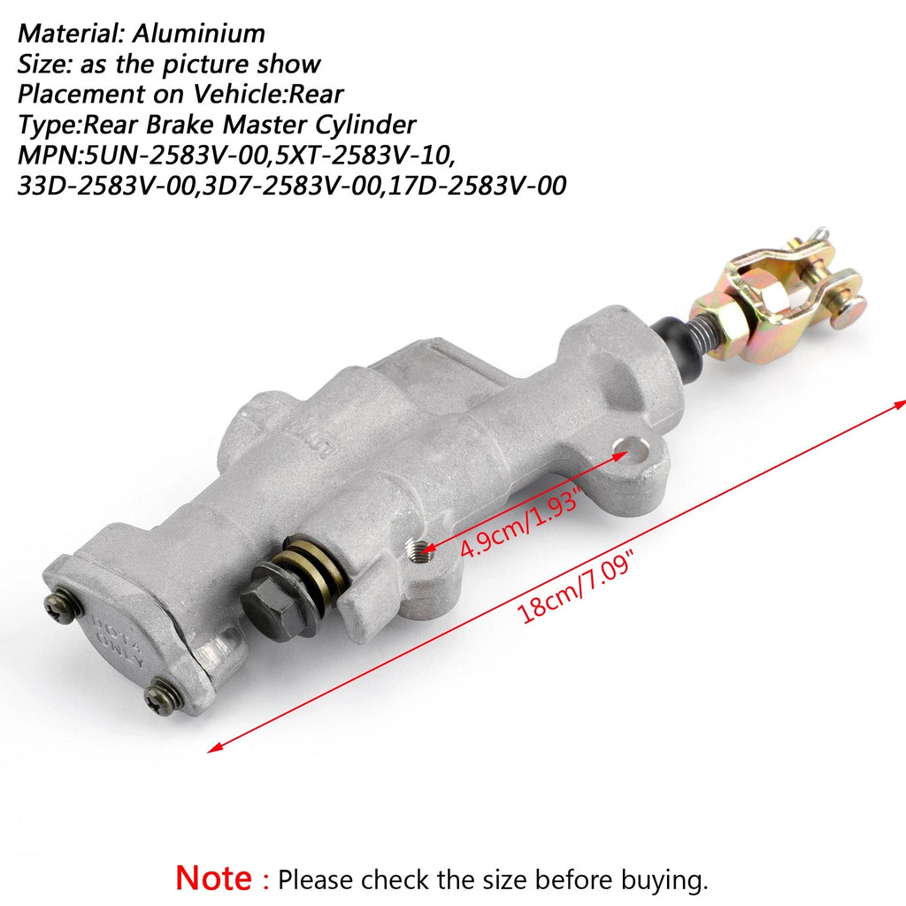Rear Brake Master Cylinder 5UN-2583V-00 for Yamaha XT250 YZ125 YZ250 YZ450F (2000–2023)