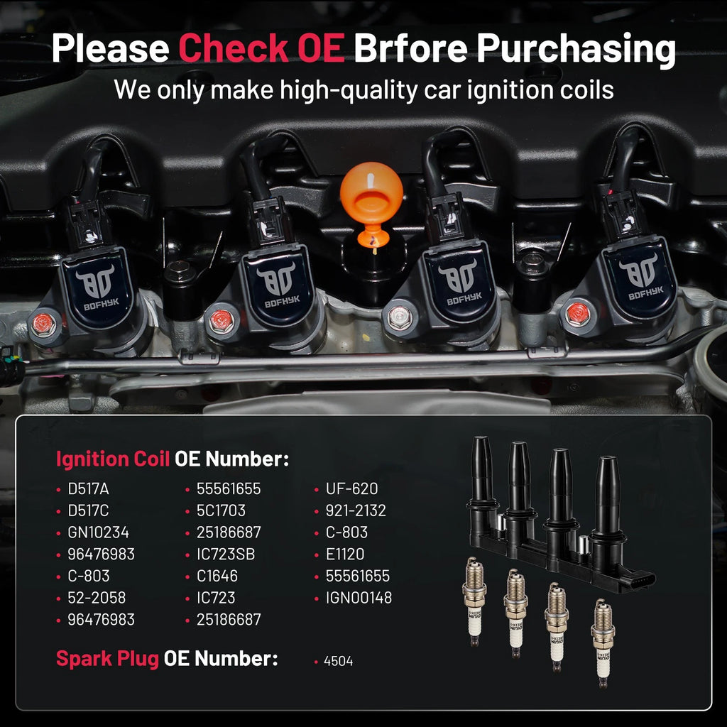 Ignition Coil & 4 Spark Plugs for Chevy Cruze Limited Sonic (2016-2019)