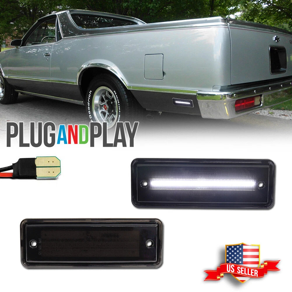 2X Smoked White LED Rear Side Marker Lights for El Camino & Caballero (1978–1987)