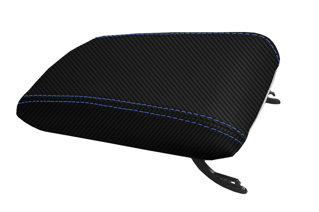 Carbon Fiber Console Lid Cover for Mitsubishi Eclipse (1995–1999) Blue Stitch