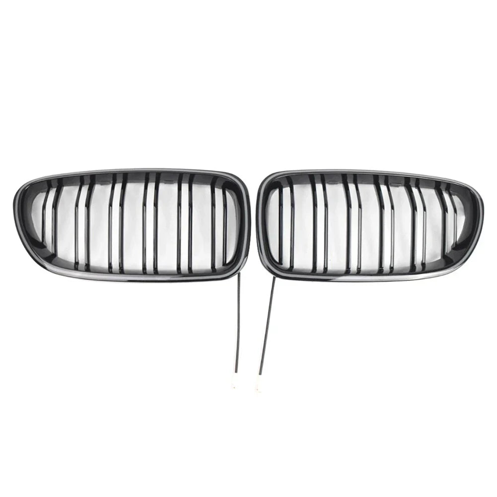 Glossy Black Front Kidney Grille with Light Strip for BMW 5-Series (2010-2016)