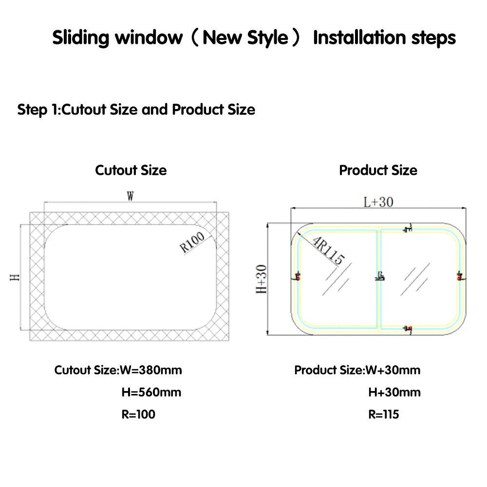 15" x 22" Vertical Slide Teardrop Window for RV Trailer