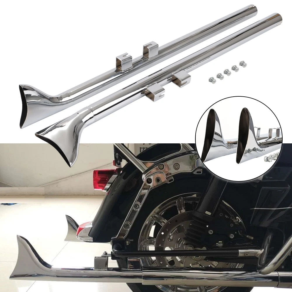 Chrome 39" Fishtail Slip On Exhaust Pipe for Harley Touring Road King (1995–2016)