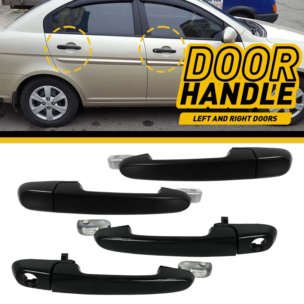 Set of 4 Outer Door Handles for Hyundai Accent (2006–2011) - Black