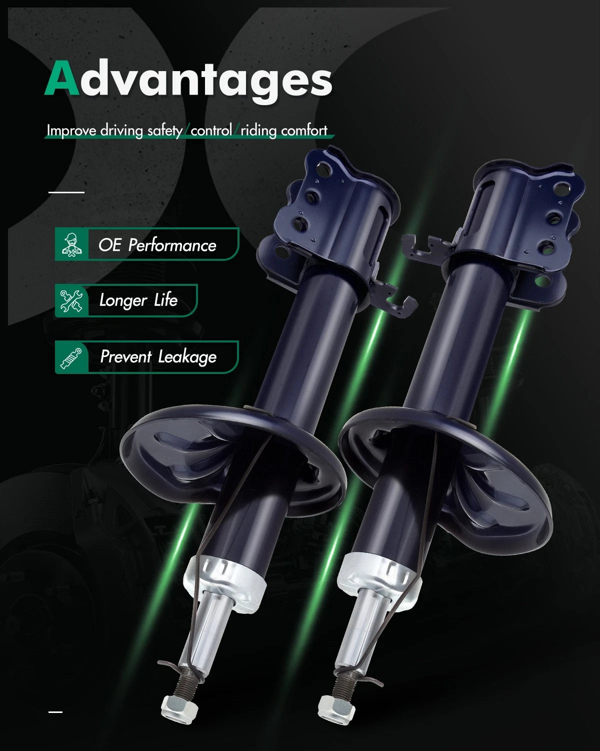 Set of 2 Rear Shocks Struts for Mazda 626 (1998–2002)