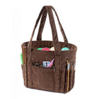 Roomy Corduroy Tote Yarn Storage Bag with Multiple Pockets