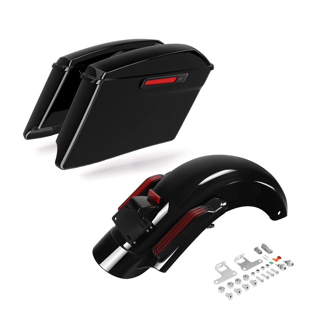 4" Stretched Hard Saddlebags & Rear Fender for Harley Touring Glide (2014–2023)