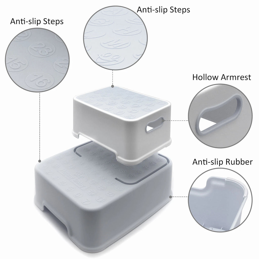 2X Anti-Slip Step Stool for Toddler Kids Bathroom Potty (Gray)