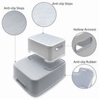 2X Anti-Slip Step Stool for Toddler Kids Bathroom Potty (Gray)