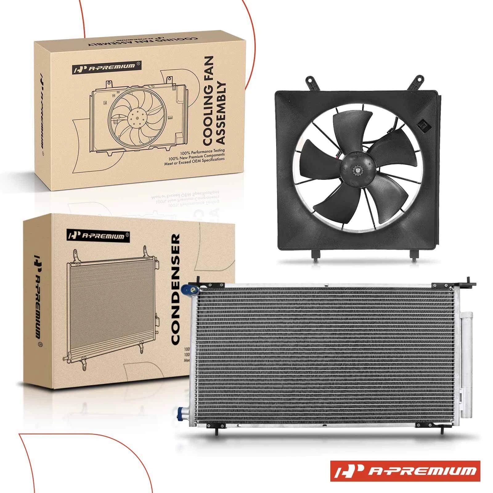 A/C Condenser and Cooling Fan Assembly Kit for Honda CR-V (2002–2006)