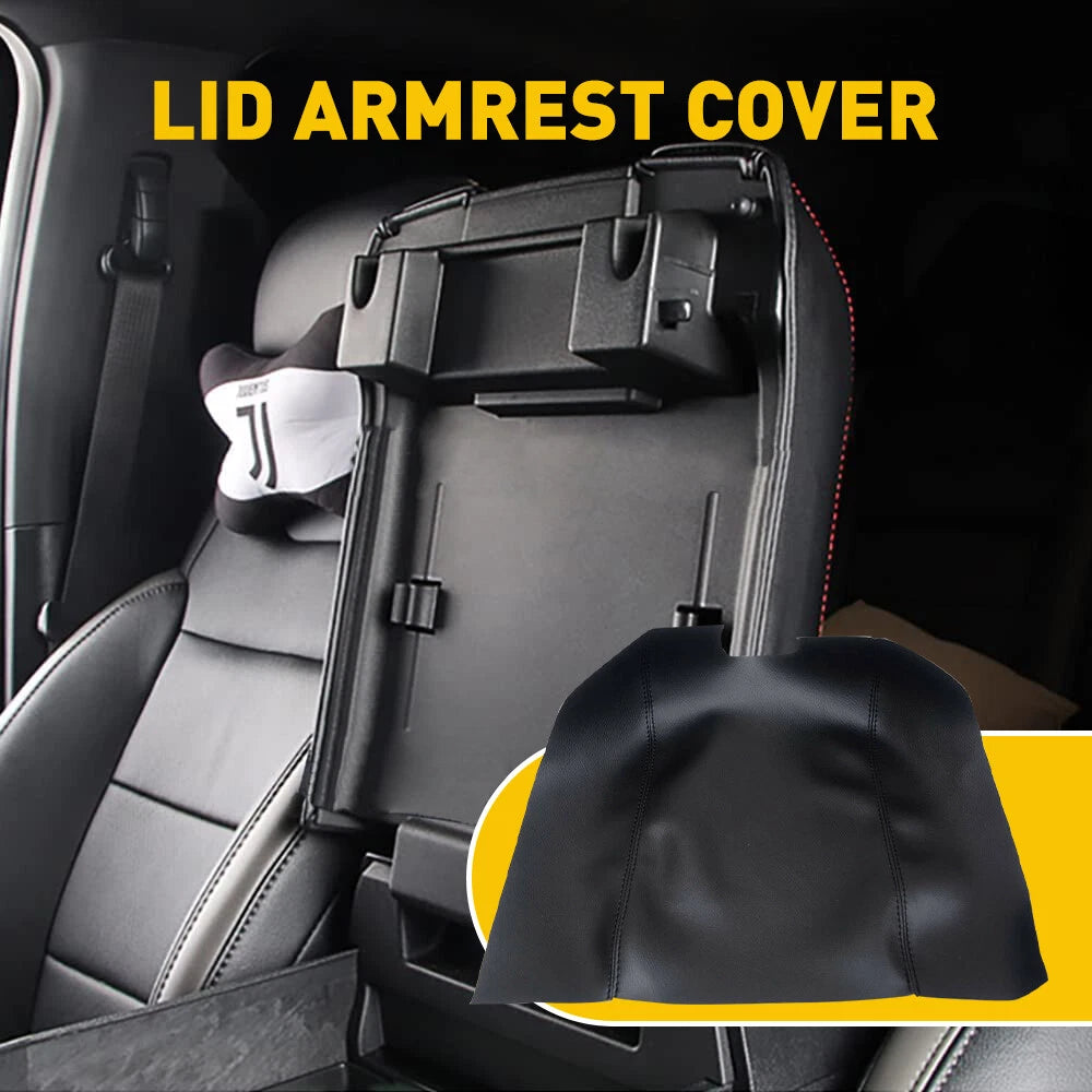 Black Leather Center Armrest Console Lid Cover for Ford F150 (2015–2020)