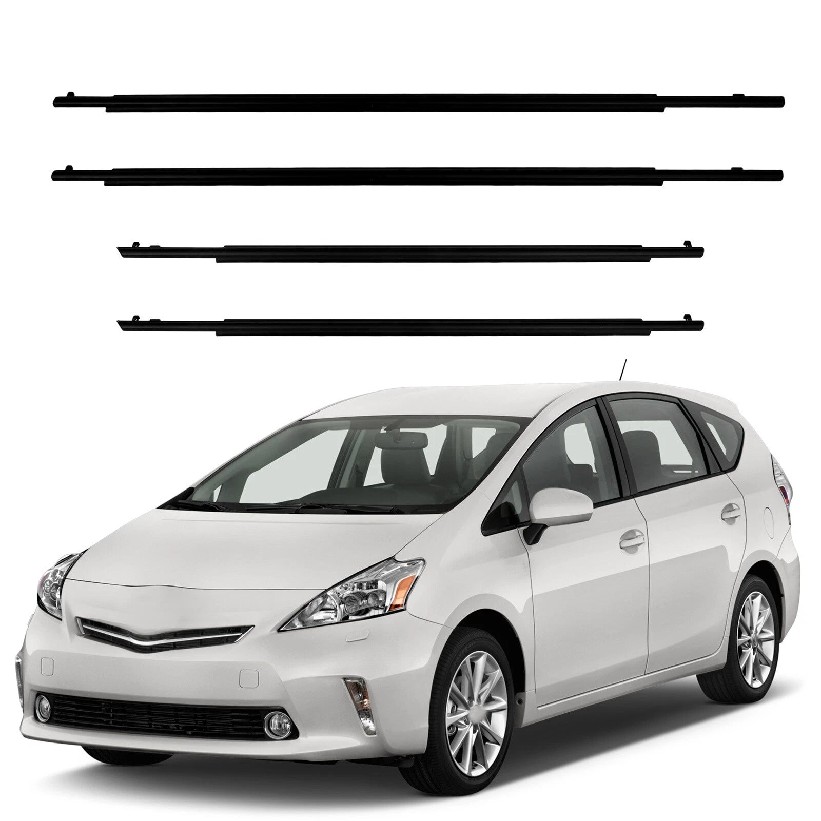 Set of 4 Weatherstrip Door Window Seal Belt Moulding for Toyota Prius (2010–2015)