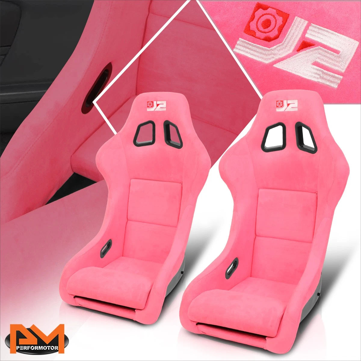 Pair of J2 Medium Size Racing Bucket Seats for Universal Fit (Fiberglass)