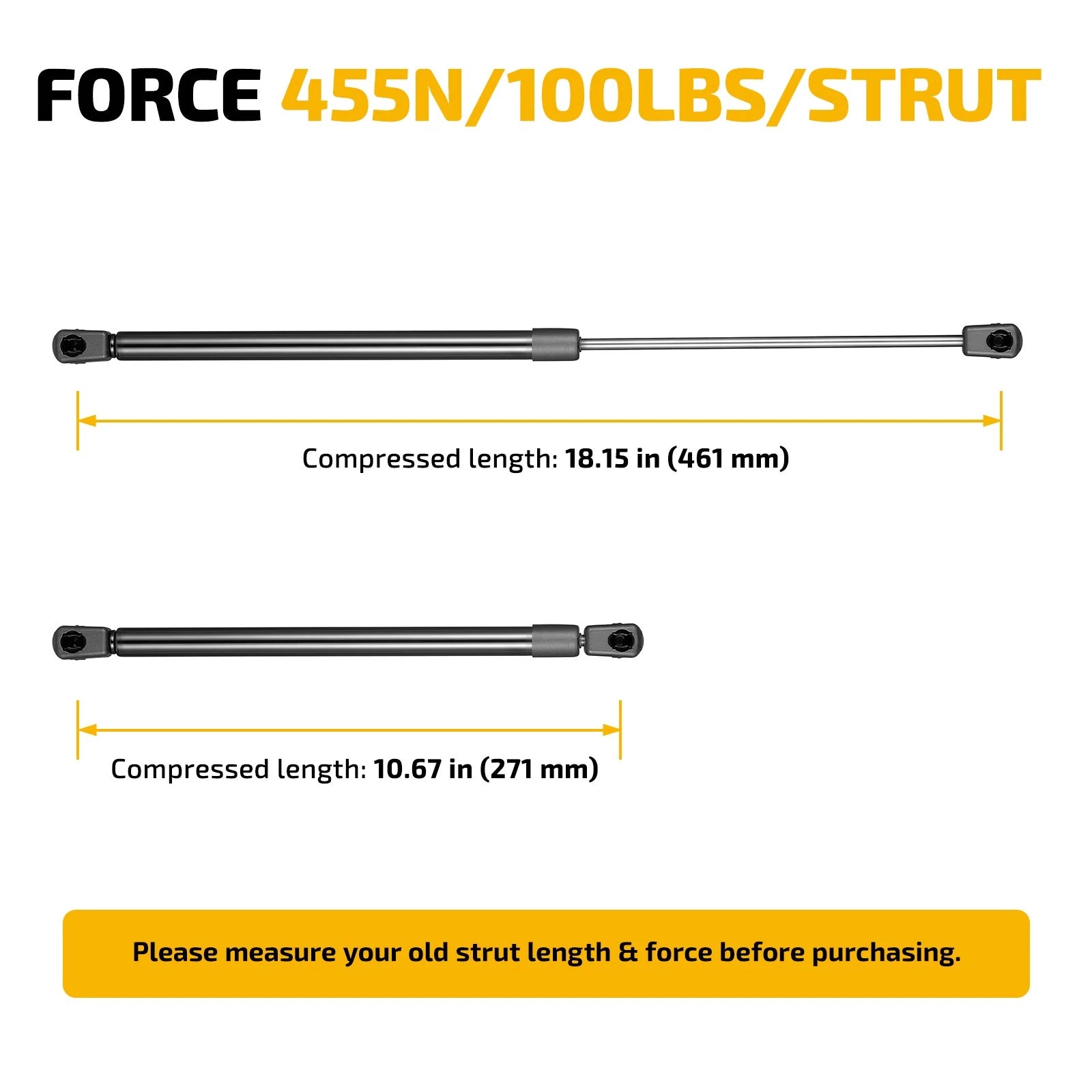 Gas Strut for Camper Shell Truck Topper Cap Canopy Door (Fits 18")