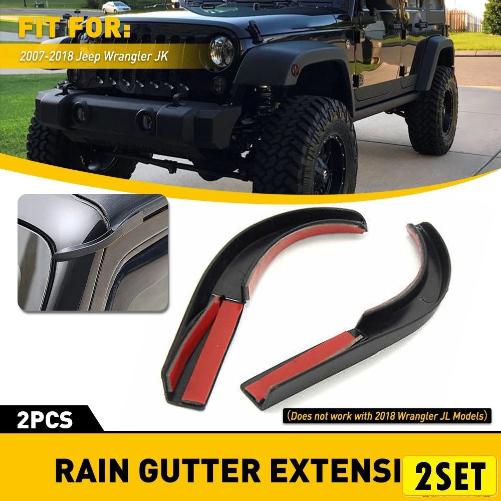 Set of 2 Water Rain Diverter Guard Slot Gutter for Jeep Wrangler (2007–2017)