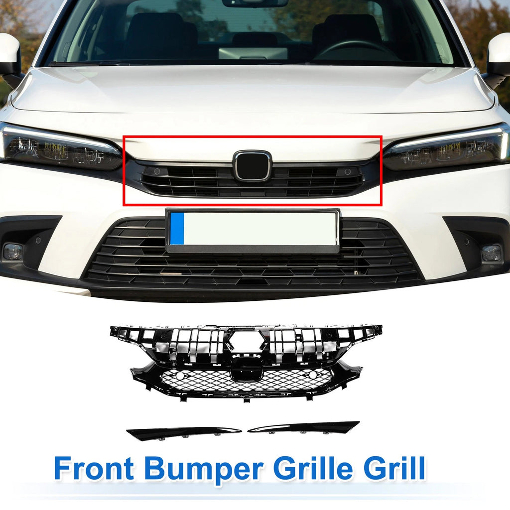 Front Hood Bumper Grille for Honda Civic (2016–2021) Rock Style with Hole
