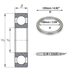 Deep Groove Ball Bearing 6820ZZ for Scooter Skateboard (100x125x13mm)