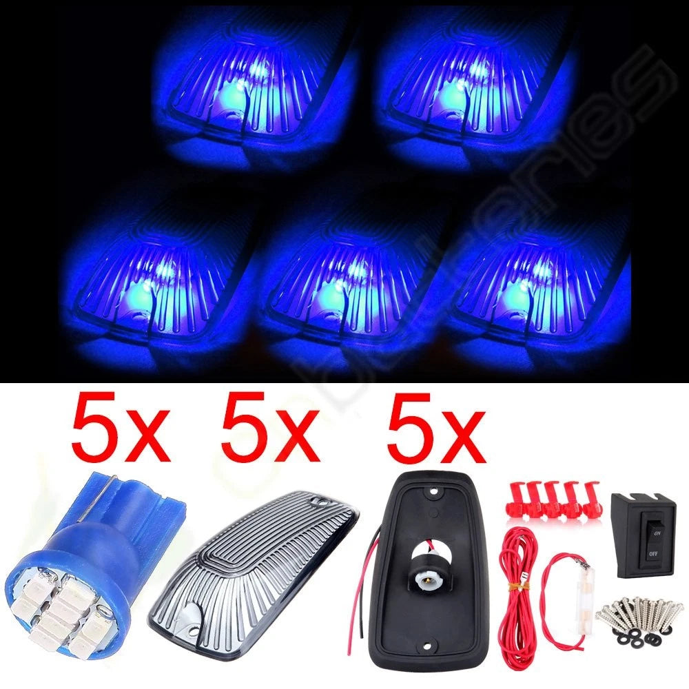 5x Smoke Cab Marker Assembly w/ 12V LED Wiring Kit for Chevy GMC (1988–2000)