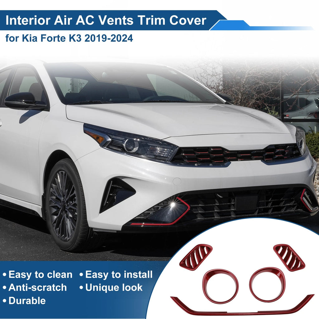 Set of 5 Air Condition Outlet Vent Trim Cover Frame for Kia Forte K3 (2019–2024) Red