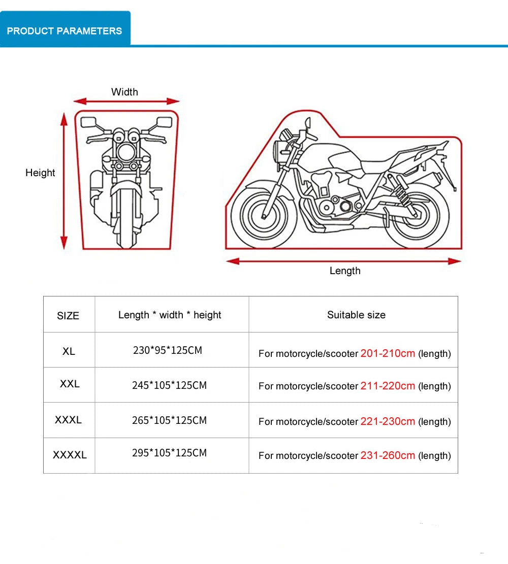 4XL Waterproof Motorcycle Bike Cover for Outdoor Protection (Universal)