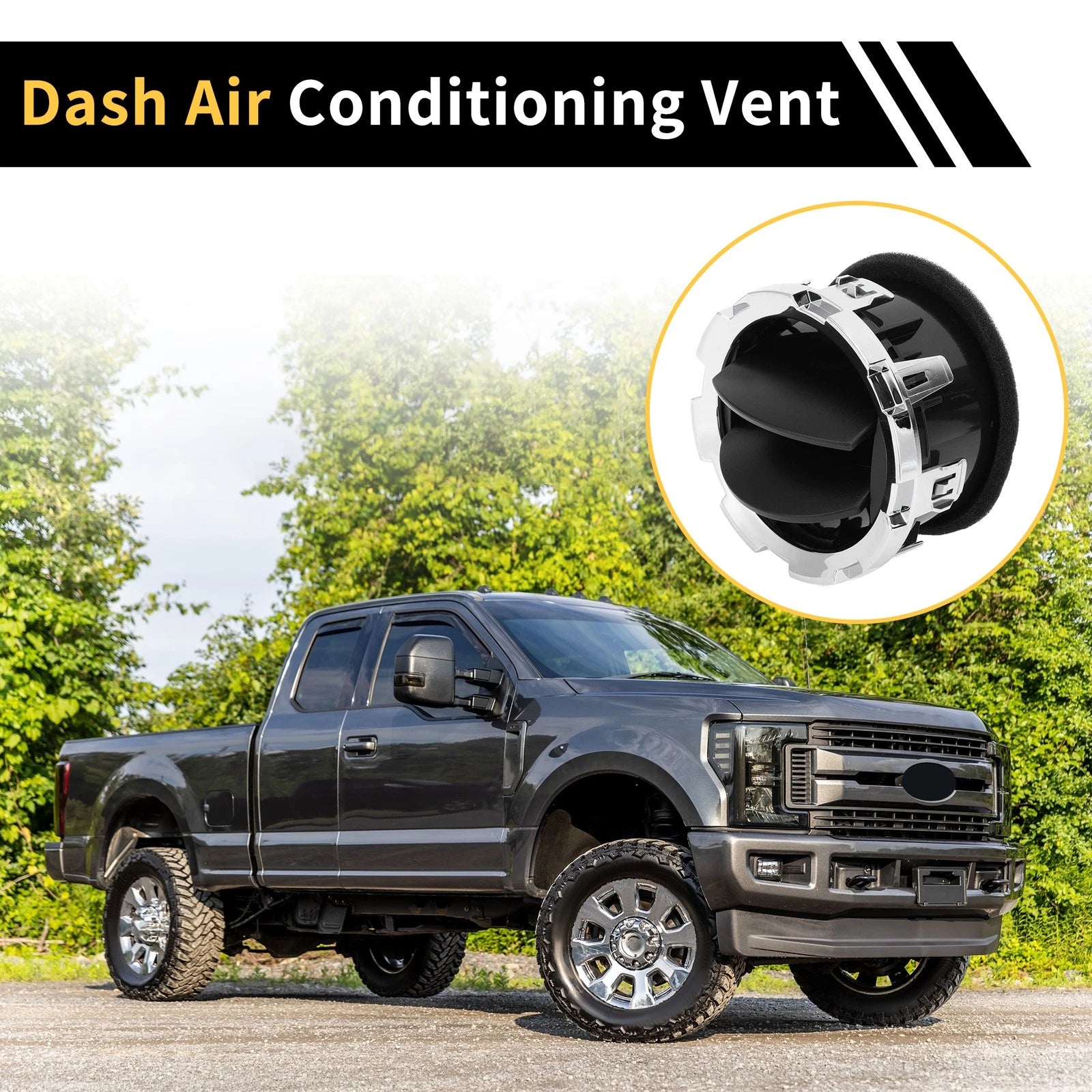 Dash AC Heater Air Vent for Ford F-250 F-350 F-450 (2011–2016) A/C Outlet Chrome