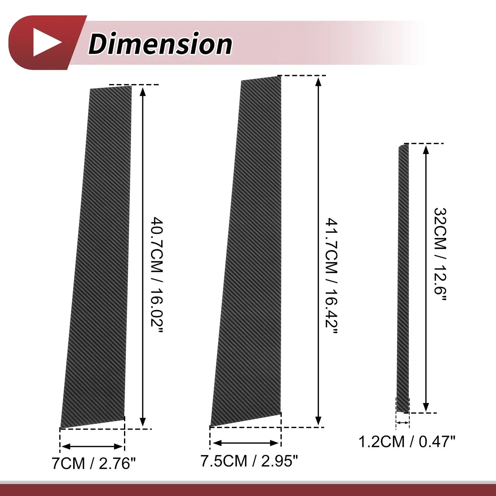 6 Pcs Door Pillar Window Trim for Lexus CT200h (2011-2019) Carbon Fiber Black