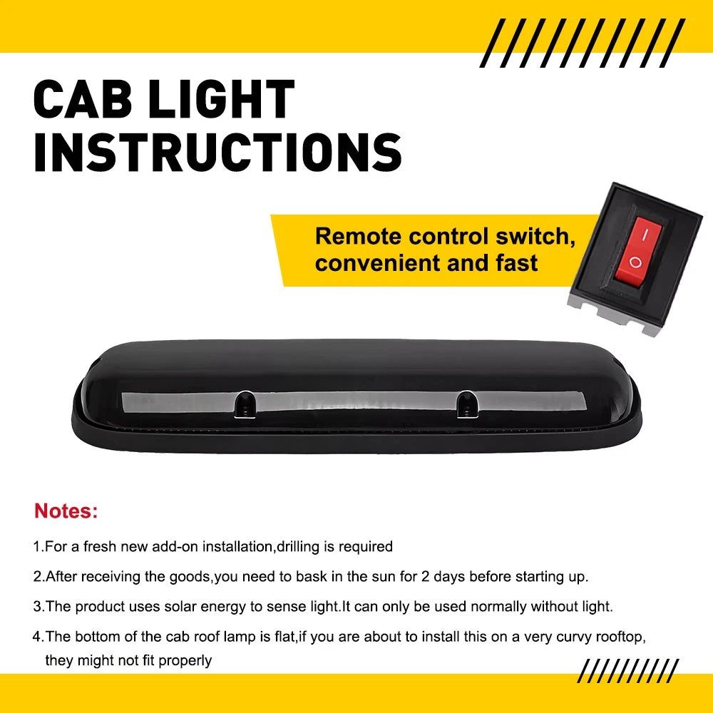 3pc Smoked Lens Cab Roof Marker Lights with Amber LED for Truck SUV