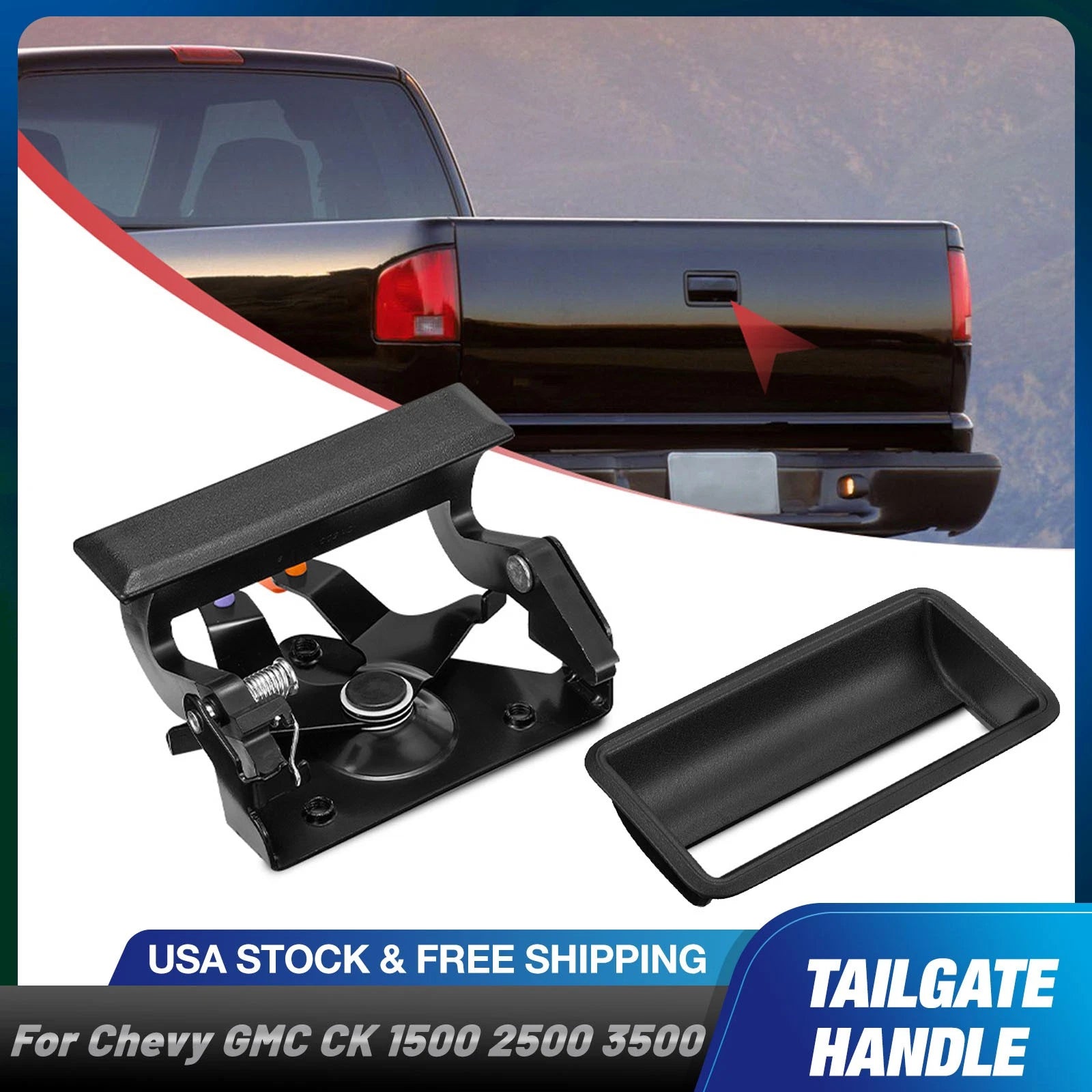 Black Tailgate Handle & Bezel for Chevrolet C1500 C2500 C3500 (1990–1999)