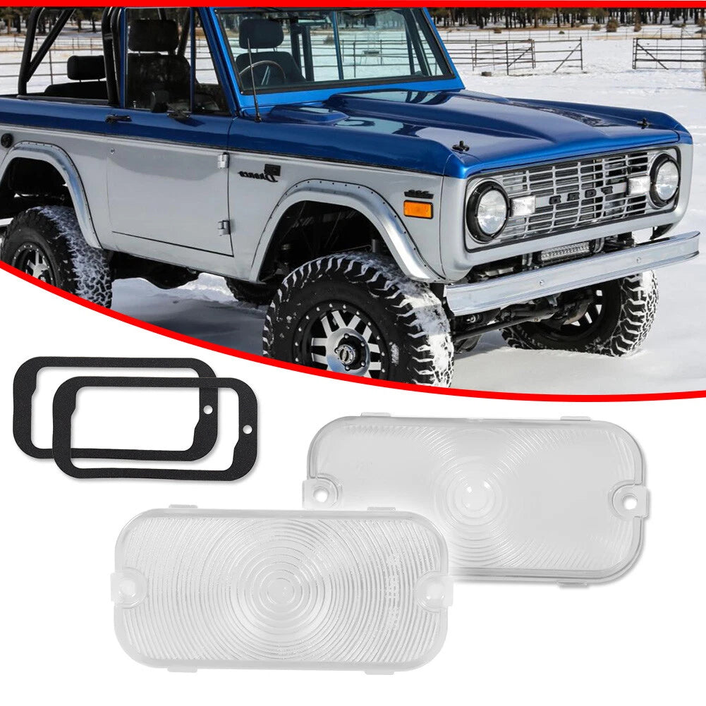 Clear Front Turn Signal Light Lens Set for Ford Bronco (1966–1968)