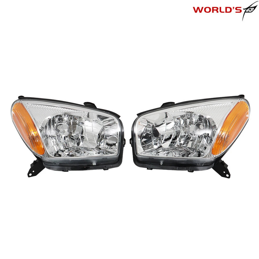 Set of 2 Halogen Headlights for Toyota RAV4 (2001–2003) Chrome Housing