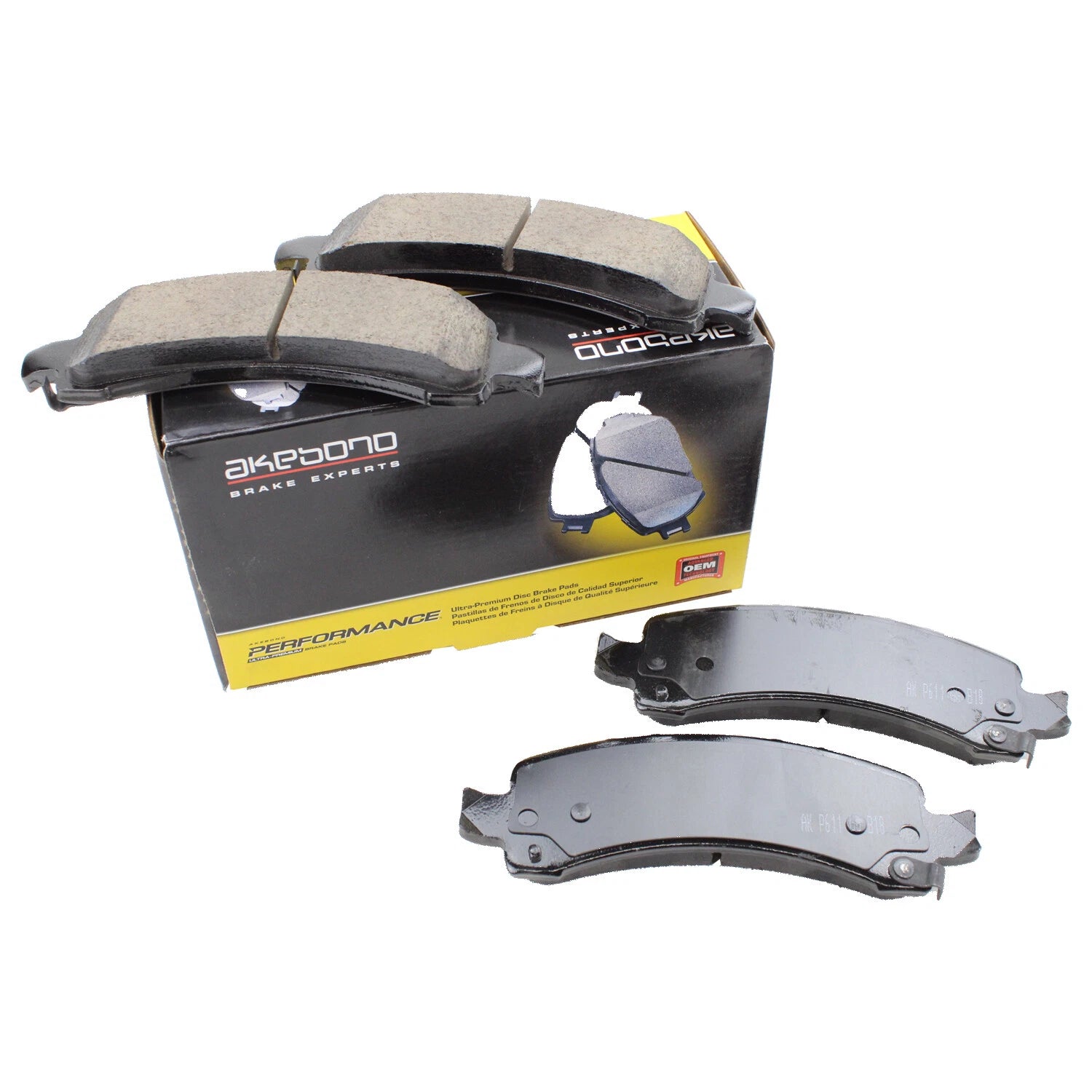Set of 4 Akebono Performance Rear Ceramic Disc Brake Pads for Chevrolet GMC Cadillac
