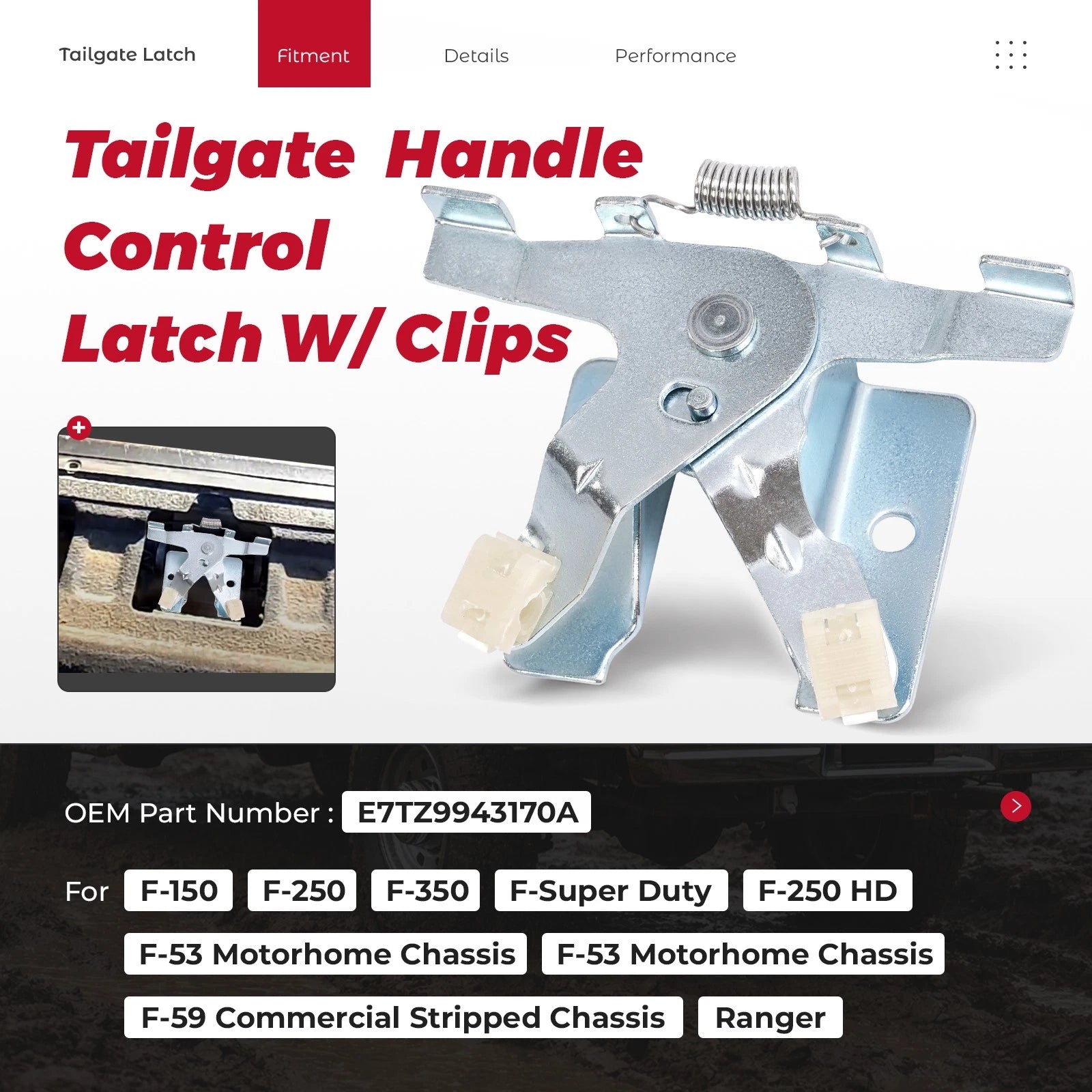 Tailgate Latch for Ford F150 F250 (1987-1997)