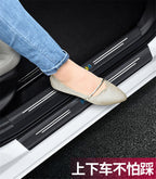 4Pcs Carbon Fiber Car Door Step Sill Scuff Protector Cover for Universal Models