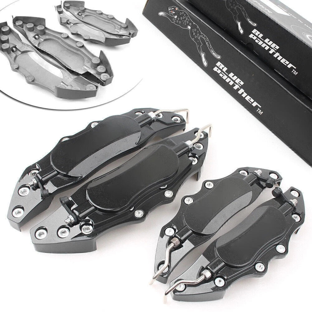 Set of 4 3D Metal Brake Caliper Covers Universal Front & Rear Black