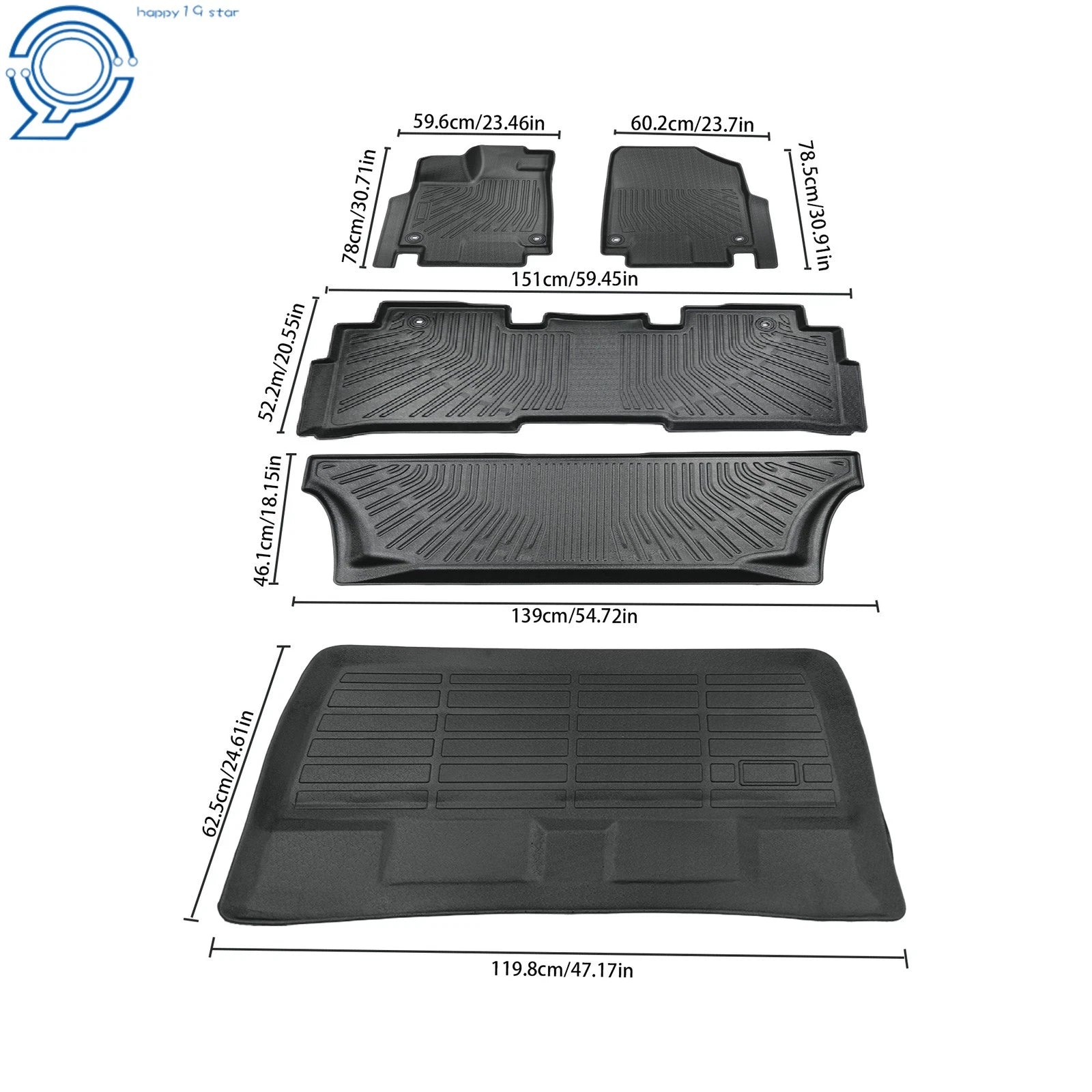 Set of 4 All Weather TPE Floor Mats for Honda Odyssey (2018–2026)