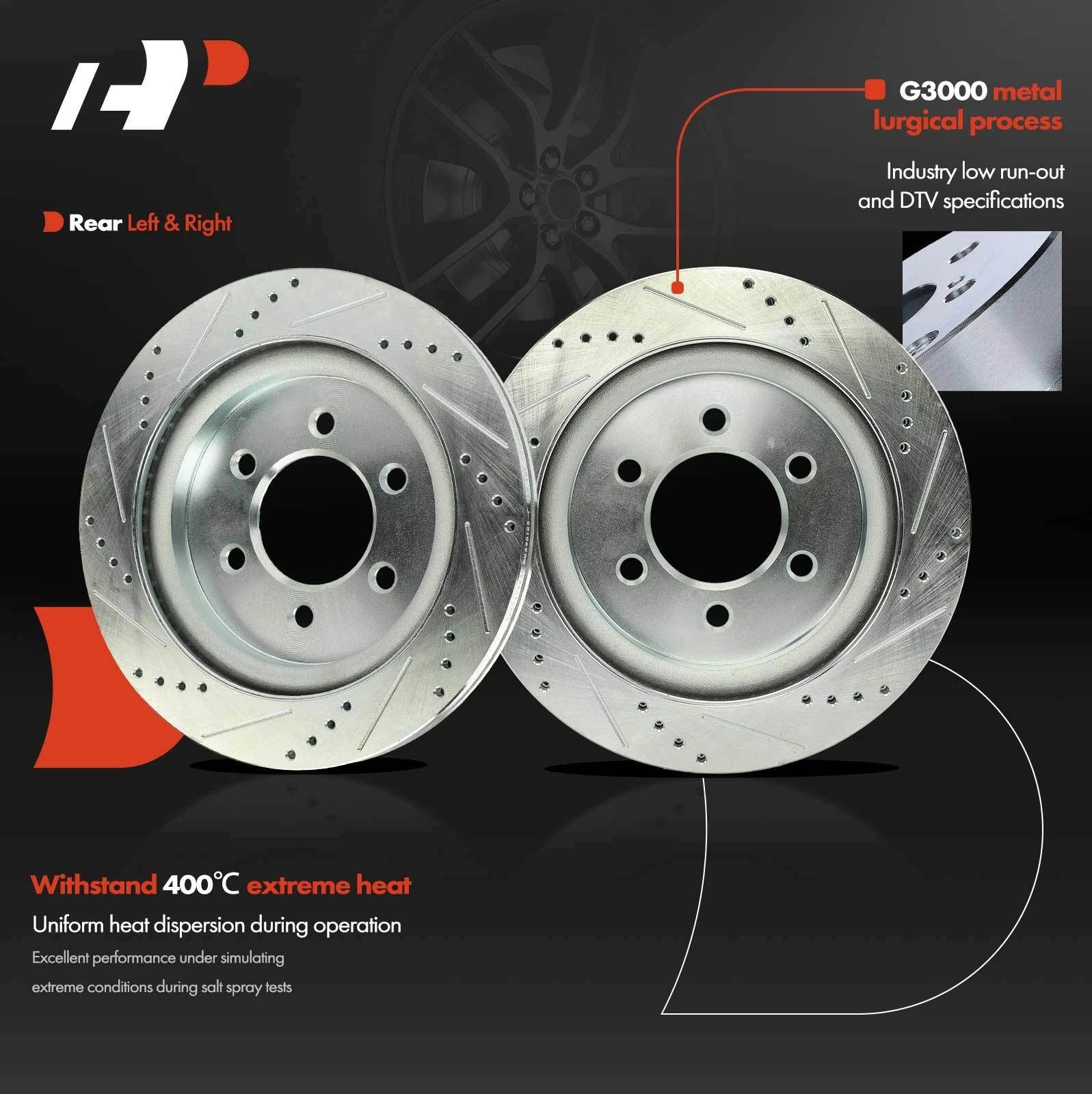 Rear Drilled Brake Rotors & Pads for Ford F150 Expedition (1997–2023)