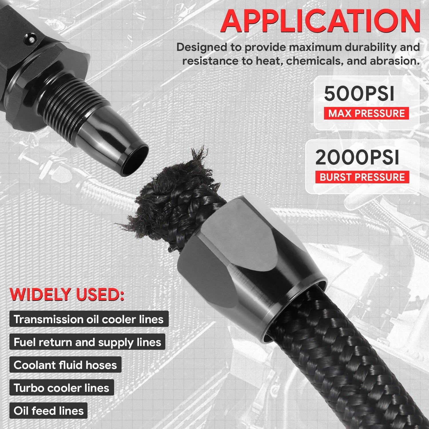 J2 8AN Stainless Steel Braided Fuel Line Tube Oil Hose Kit 25FT