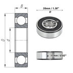 6202VV Deep Groove Ball Bearing for Scooter Skateboard Wheel (15x35x11mm)