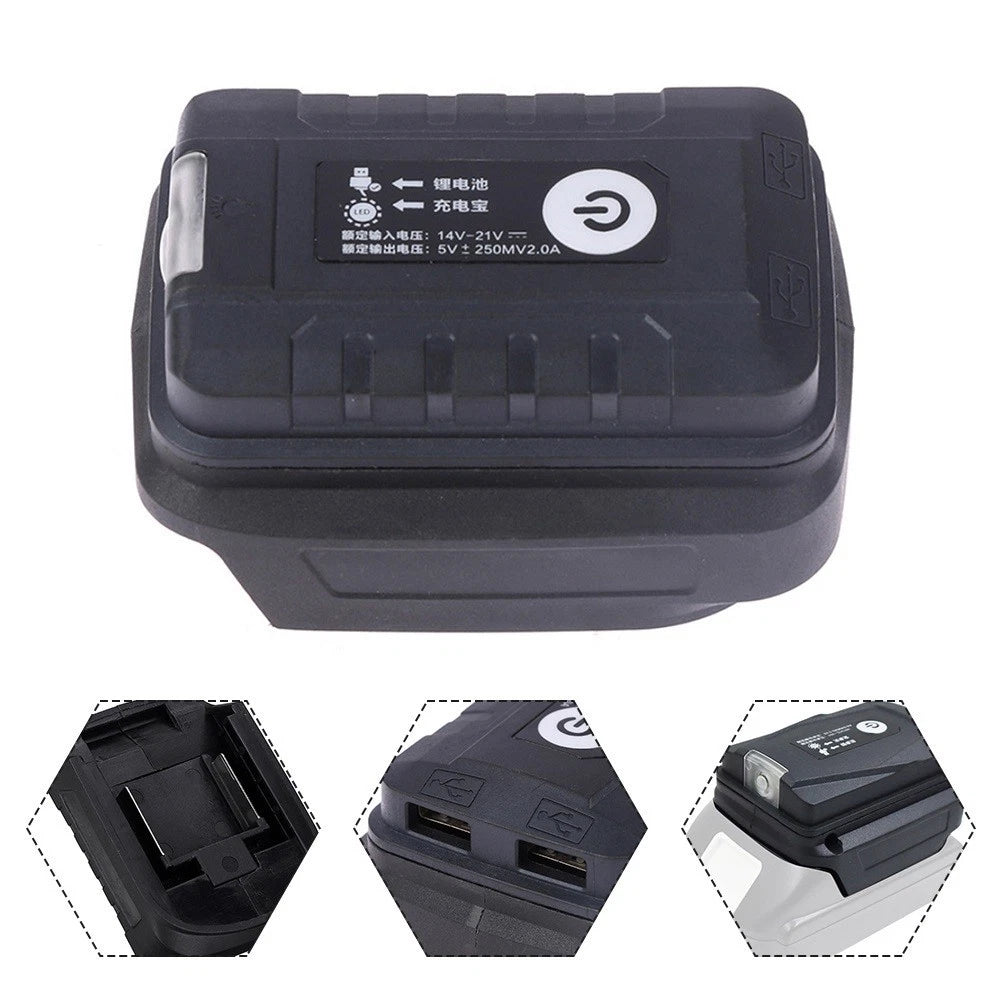 Dual Output USB Charger and LED Flashlight for Batteries