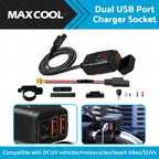 Dual USB Fast Charger Socket with Voltmeter for Motorcycle