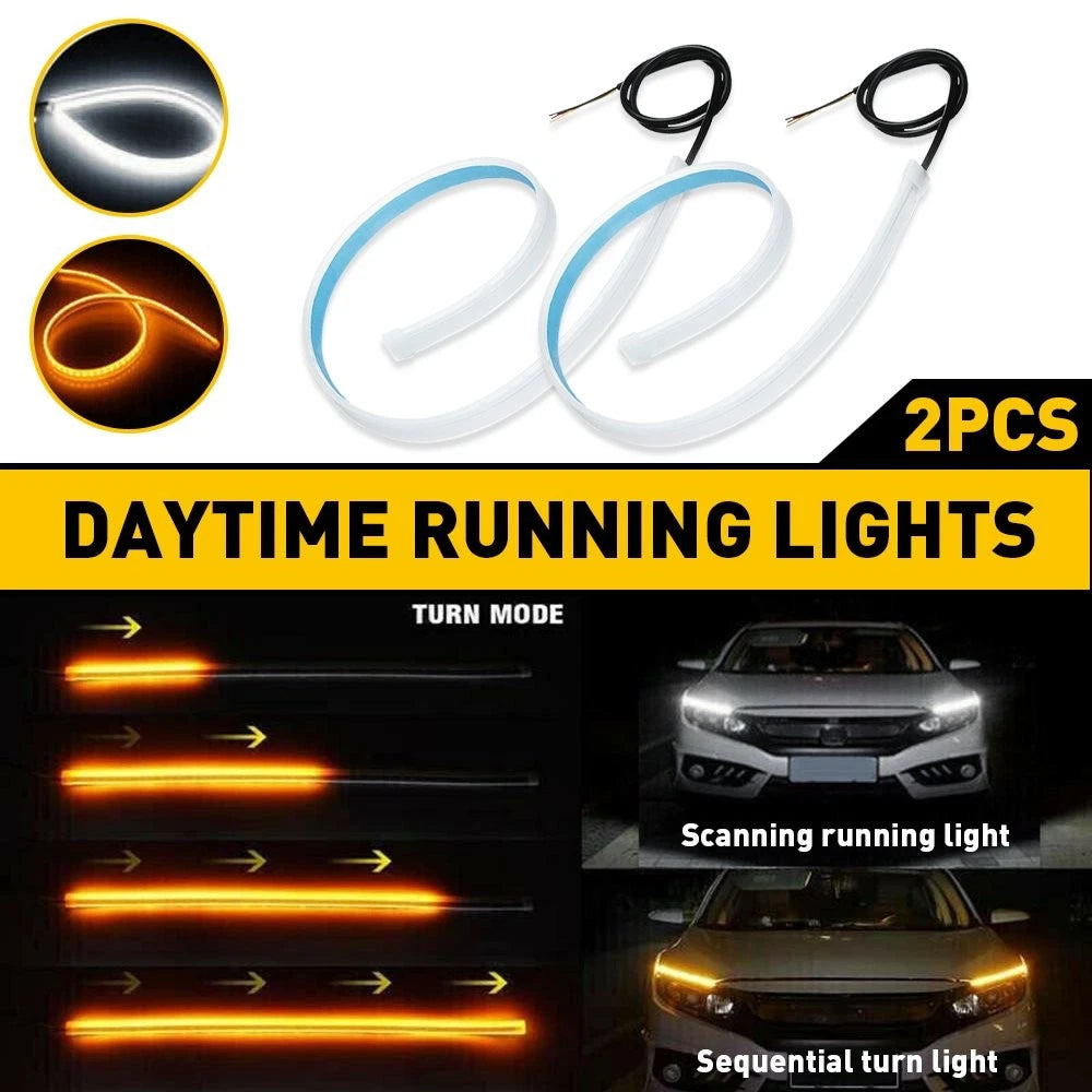 2X 60CM LED DRL Light Strip for Universal Cars