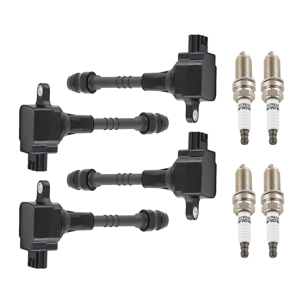 Pack of 4 Ignition Coils + Spark Plugs for Nissan Sentra L4 1.8L (2002–2006) UF351