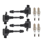 Pack of 4 Ignition Coils + Spark Plugs for Nissan Sentra L4 1.8L (2002–2006) UF351